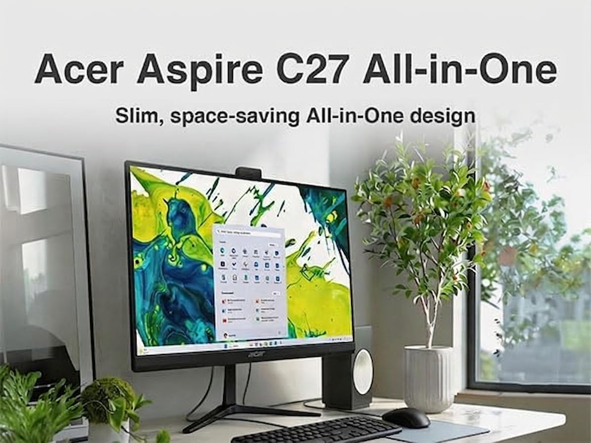 Acer Aspire C27 All-in-One Desktop, 27" IPS FHD, Ryzen 7 5825U | 8GB DDR5, SSD PCIe 512GB, tastiera e mouse wireless, Wi-Fi 6E, Bluetooth 5.3, webcam, Windows 11 Home /w Hub USB