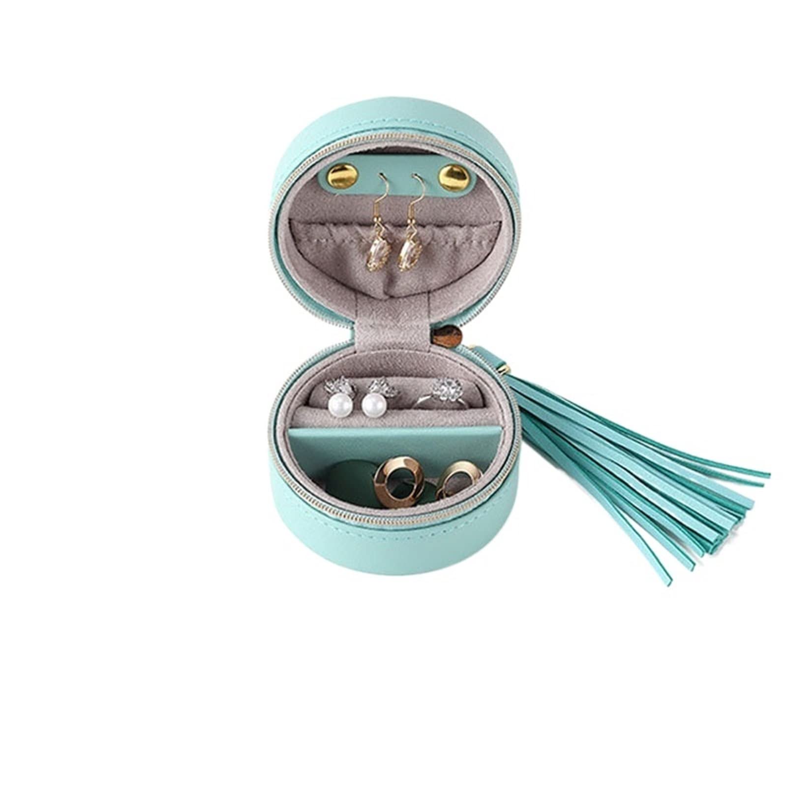 JINQINStorage Organization, Mini Round Jewelry Box Portable Carrying Bag Velvet Chain Jewelry Box Earrings Storage Box (Size : SP-HZH-7-2)