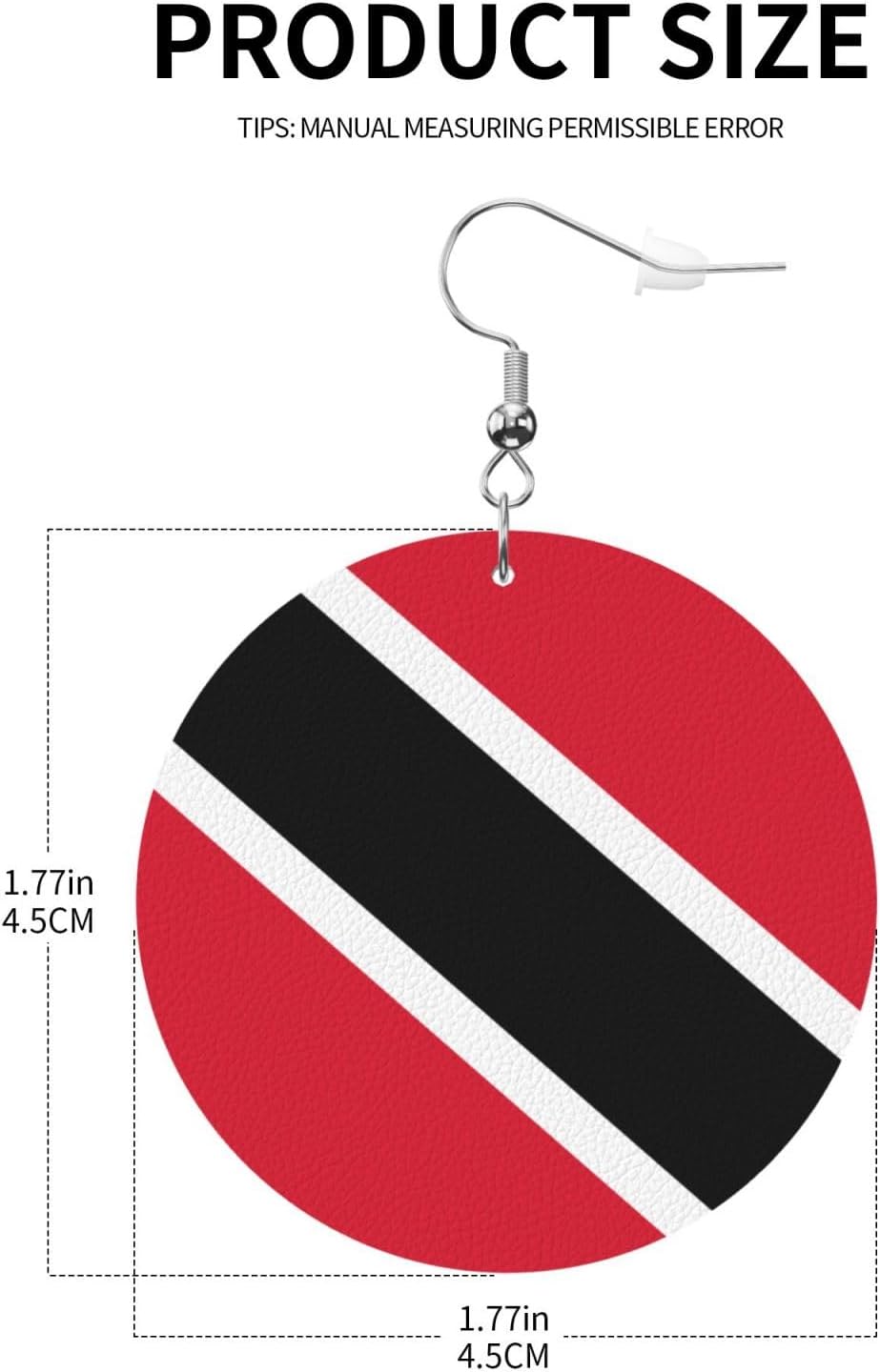 Trinidad And Tobago Flag Faux Leather Earrings For Women Lightweight Round Dangle Earrings Gift - Image 2