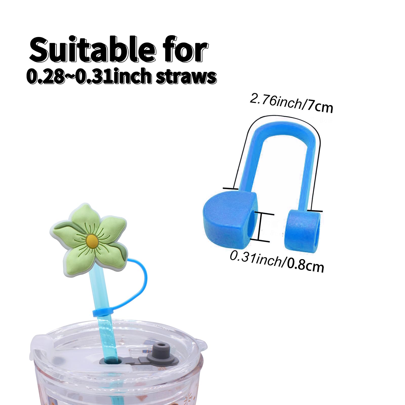 KarDoL 5 Pack Straw Covers Cap for Stanley Cup, 0.3 Inch(8mm) Diameter Cute Silicone Colorful Flower Shape Soft Dust-Proof Straw Protectors Reusable Straw Tips Lids Stanley Tumblers Accessories