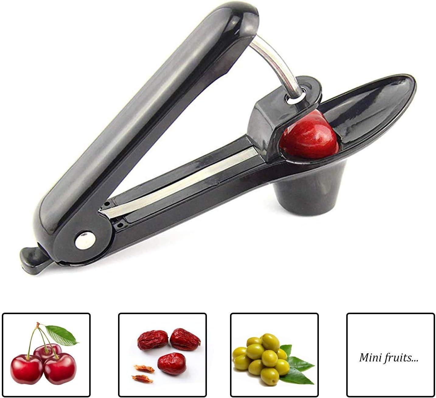 Cherry Pitter Tool, Heavy Duty Olive Pitter Tool,Cherry Stoner Pitter Core Remover, Portable Cherry Pitter kitchen aid with Space-Saving Lock Design - Black