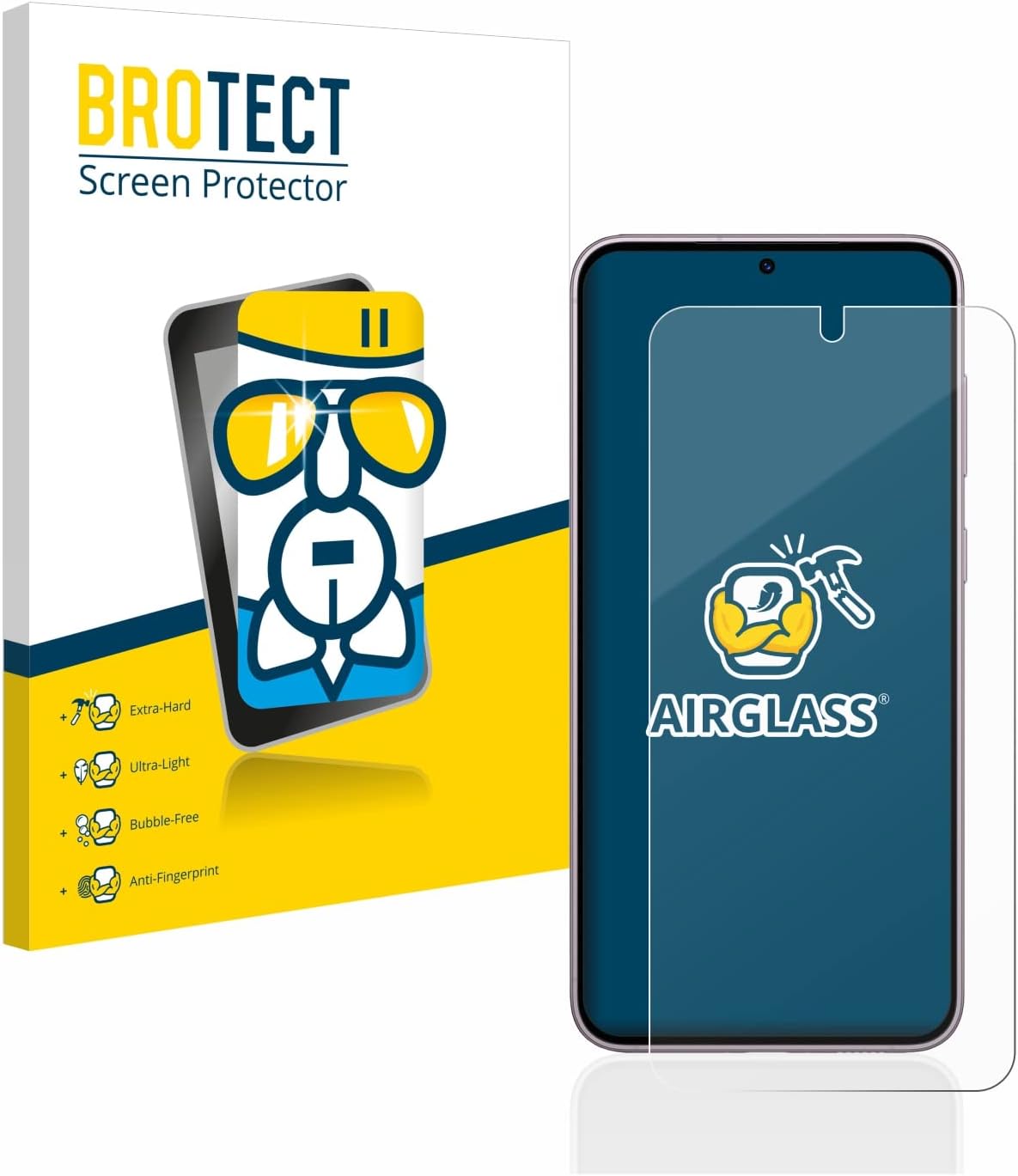brotect Glass Screen Protector Film compatible with Samsung Galaxy S23 Enterprise Edition - Glass-Foil 9H Protection [Scratch Resistant, High Clarity]