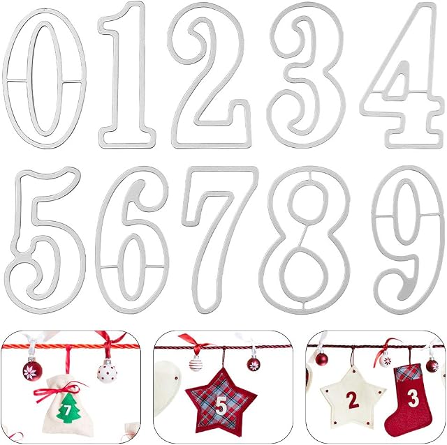 Ledoo Cutting Dies Numbers, Metal Cutting stencil Number, Embossing Die Cuts Number for DIY Invitation Cards, Scrapbooking Album, Paper Cards Silver