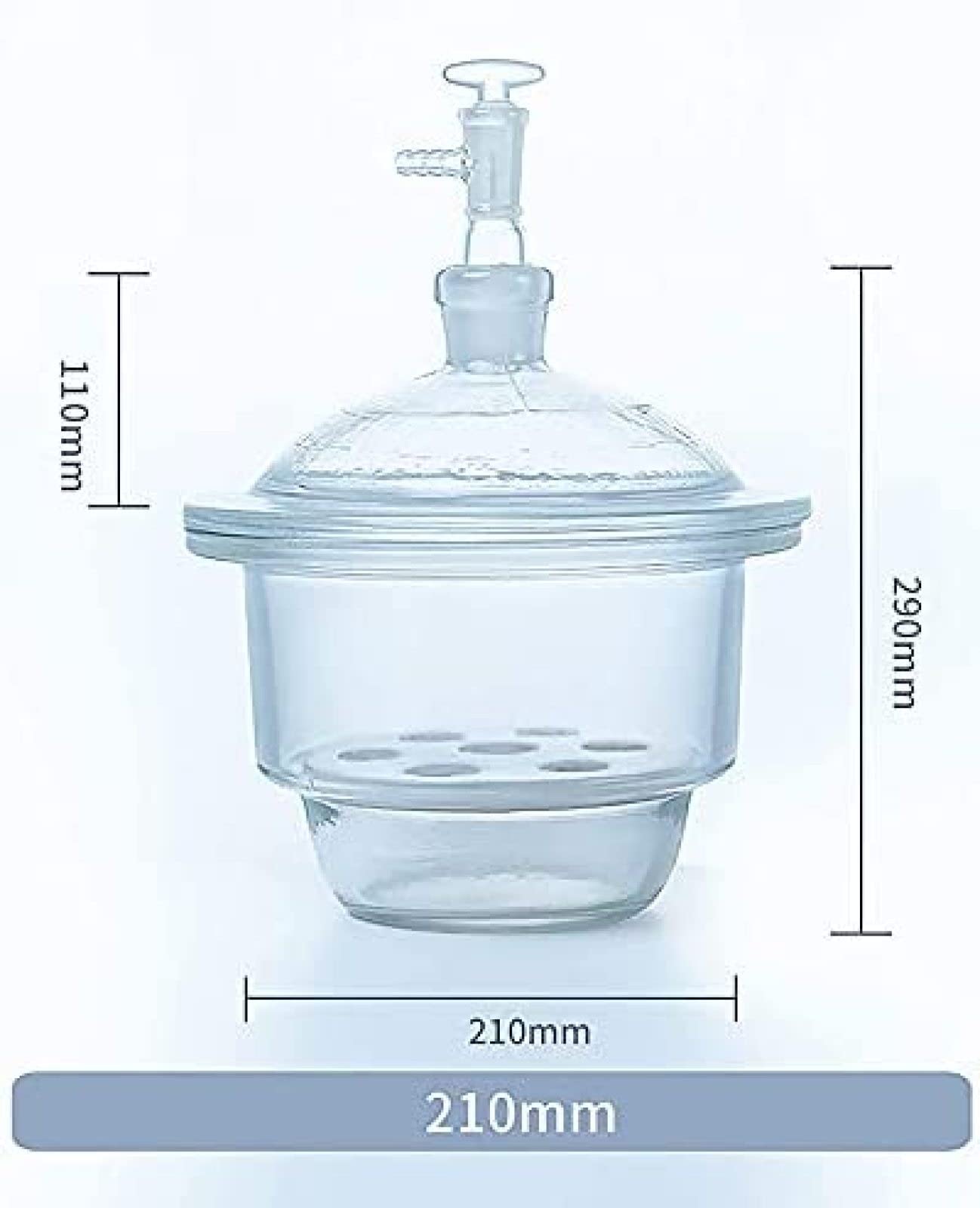 con Placa De Porcelana, Secador Al Vacío, Desecador De Vidrio Transparente para Laboratorio, Apto para Equipos De Secado De Laboratorio Escolar,210 Mm,Famous1