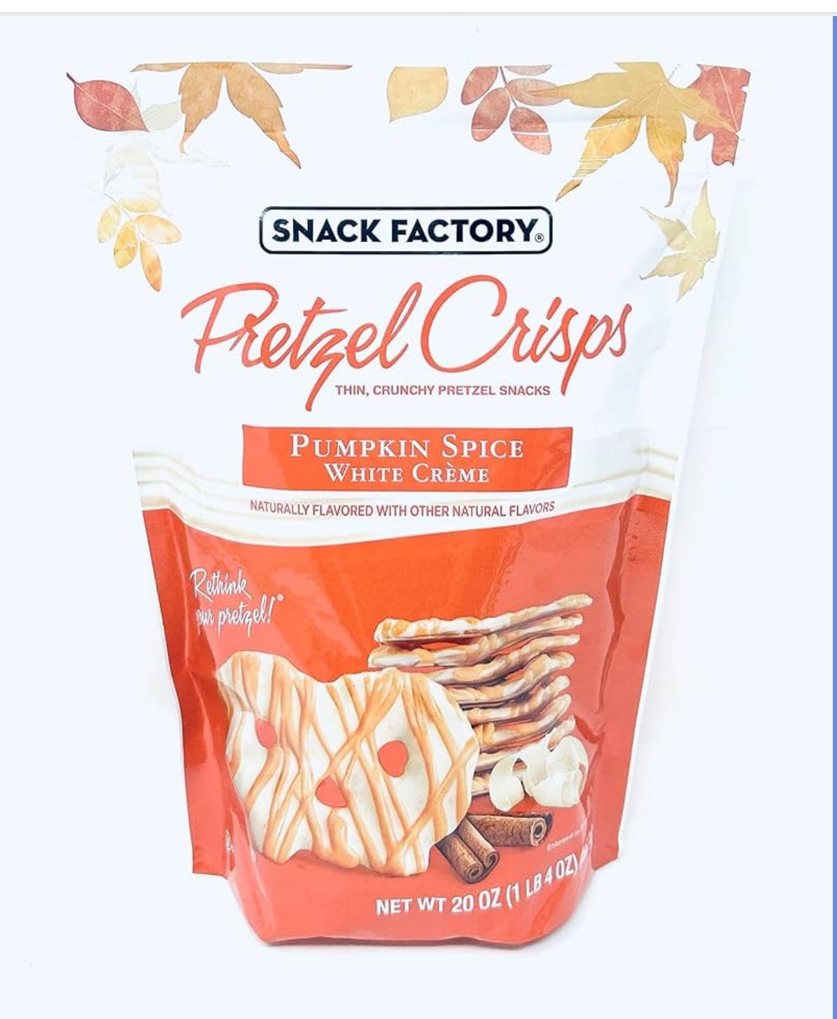 Snack Factory Pumpkin Spice White Creme Pretzel Crisps 20oz - 1 bag