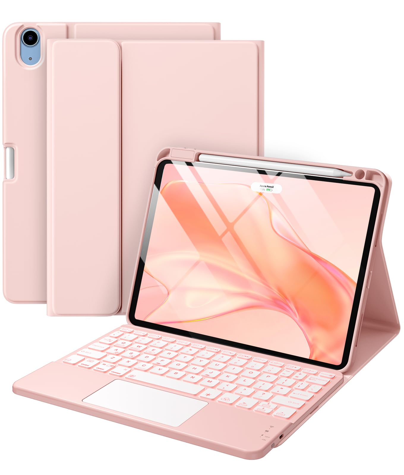 Photo 1 of Harvopu Compatible with iPad Air 11 Inch & Air 5th/ Air 4th Generation Case with Keyboard - Multi-Touch Trackpad, 7-Color Backlit, Detachable Folio Keyboard Cover for Air 11-inch M4/M3/M2 (Light Pink)
