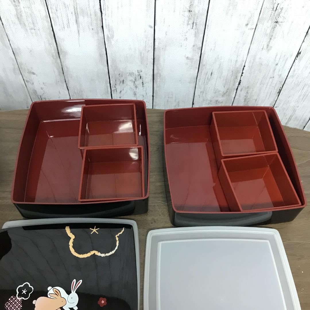 重箱 おせち 三段重 木製扇面花丸松竹梅蒔絵 溜内朱 6.5寸 20cm 漆器