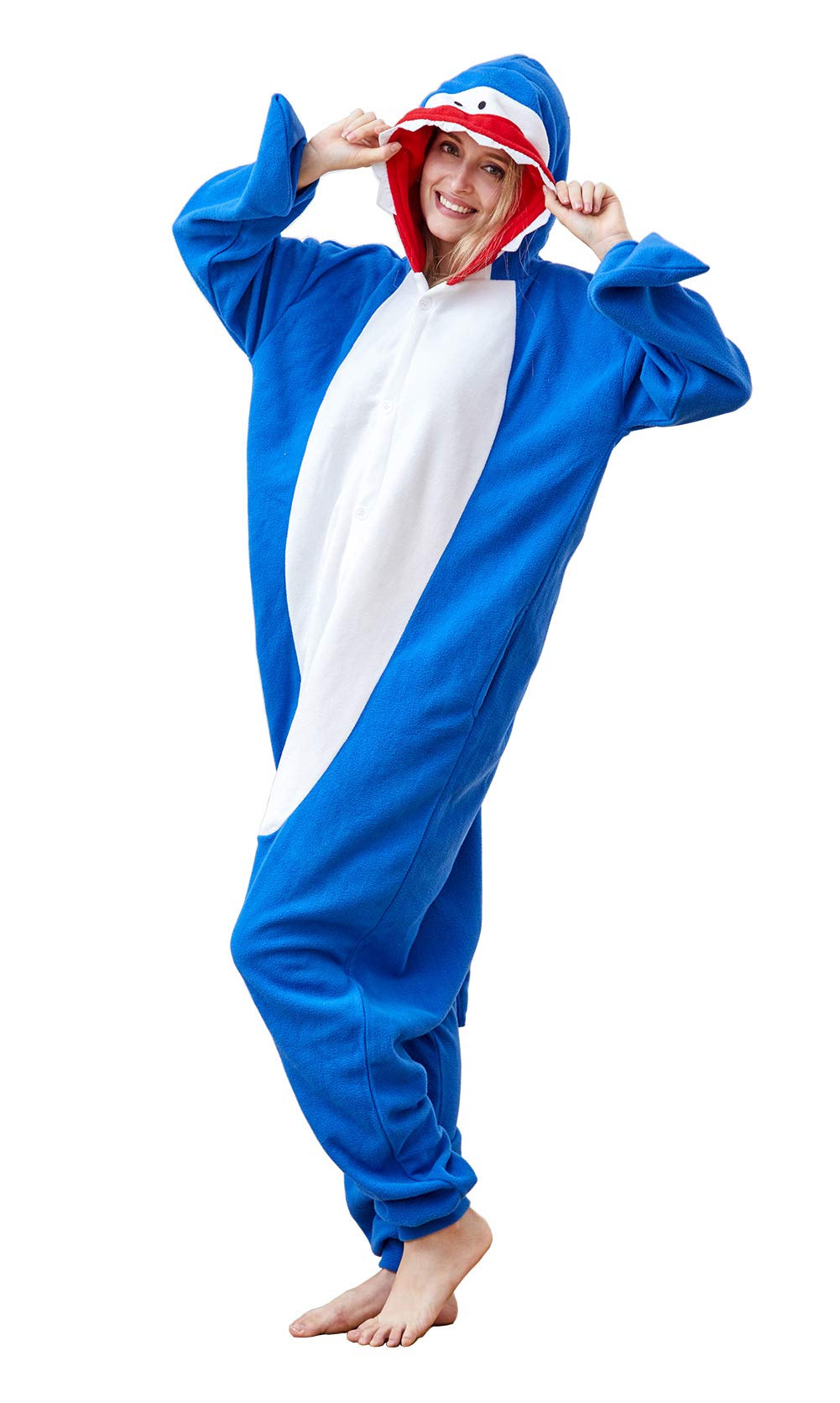 comfy new Shark Onesie Animal Cosplay Pajamas Costume Sleepwear Small, Shark, Small-picture-25