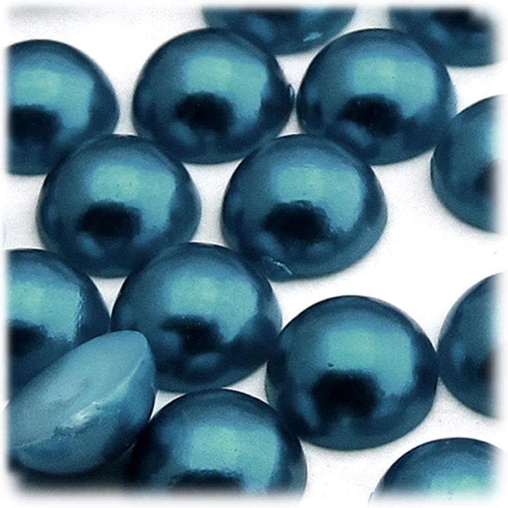 144-pc Pearl Finish Half Dome Beads, Round, 12mm, Midnight Aquamarine Blue