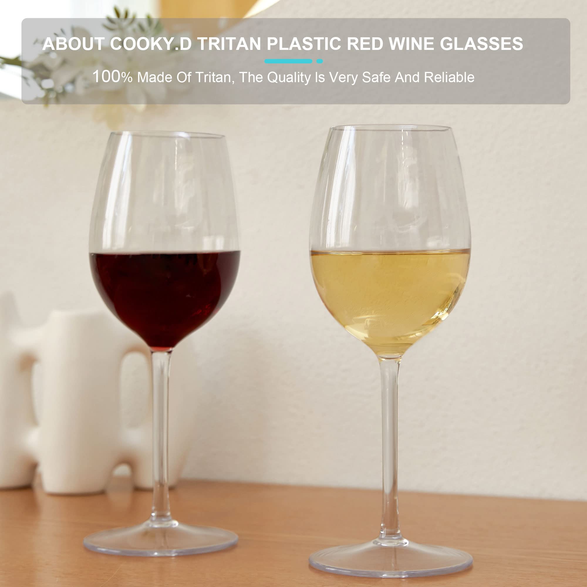 Bicchieri da Vino Rosso Plastica Tritan 530 ML Grandi Bicchieri per Feste Ristoranti Matrimoni Lavabili in Lavastoviglie,Confezione da 4