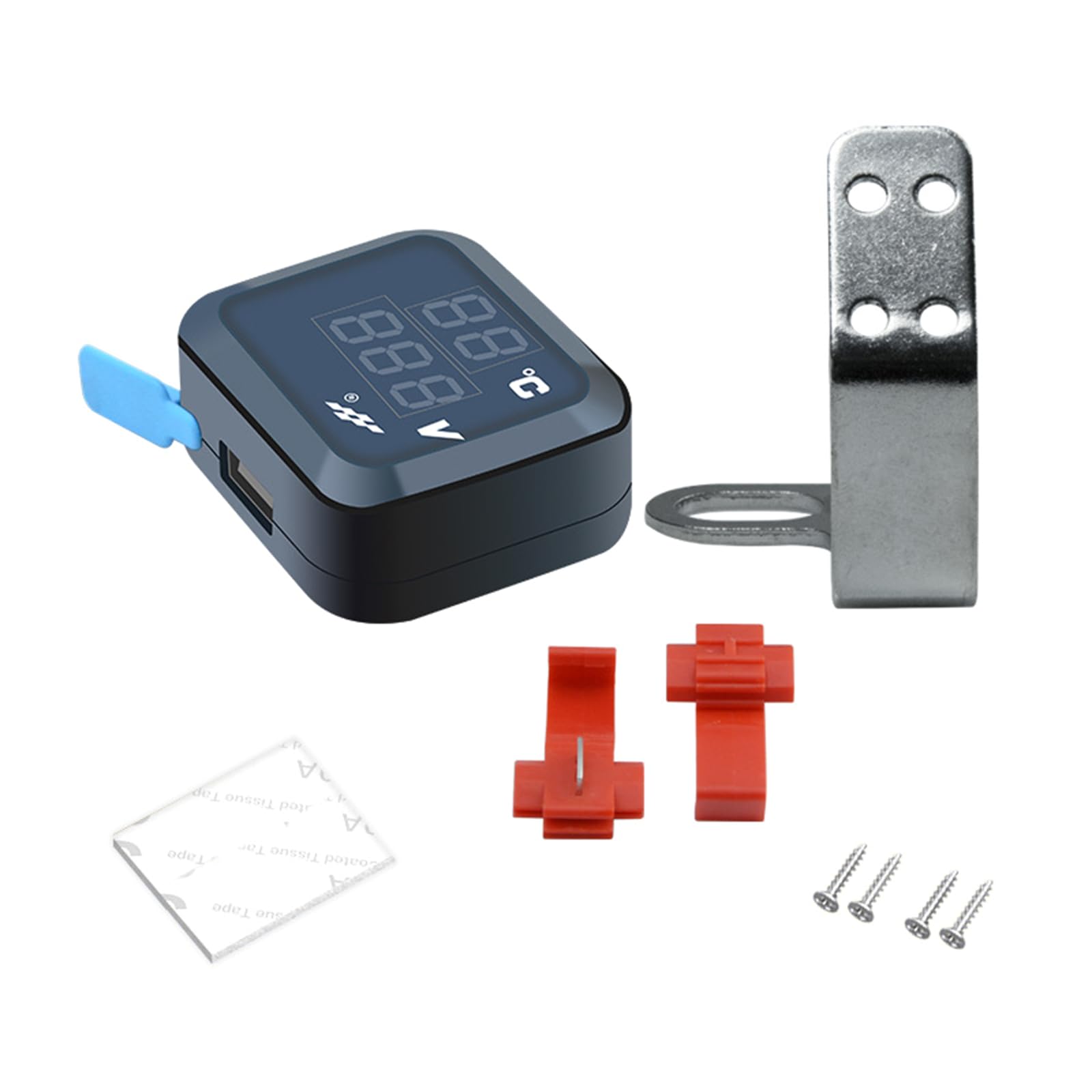 Voltmetro Termometro 3 In 1 Per Moto - Display Digitale 12V Con USB Caricatore Per Vespa, TMAX - Foto 2