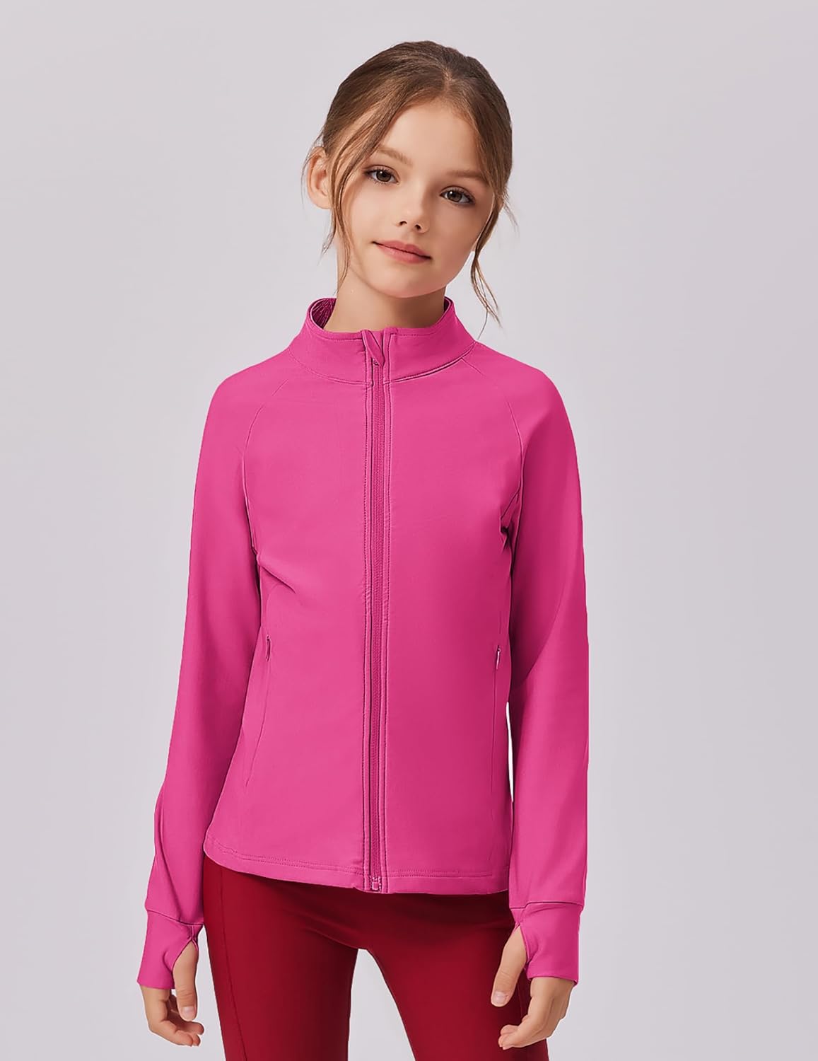 Zaclotre Girls Fleece Jacket with 4 Pockets Long Sleeve Zip Up Warm Athletic Winter Coat Kids Sweatshirt for 5-14 Y - Image 2