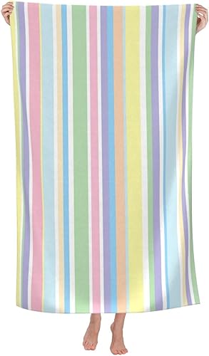 VOOHDDY Toalla de playa de colores pastel, grande, suave, absorbente, microfibra, secado rápido, toallas de baño de gran tamaño para baño, mujeres,