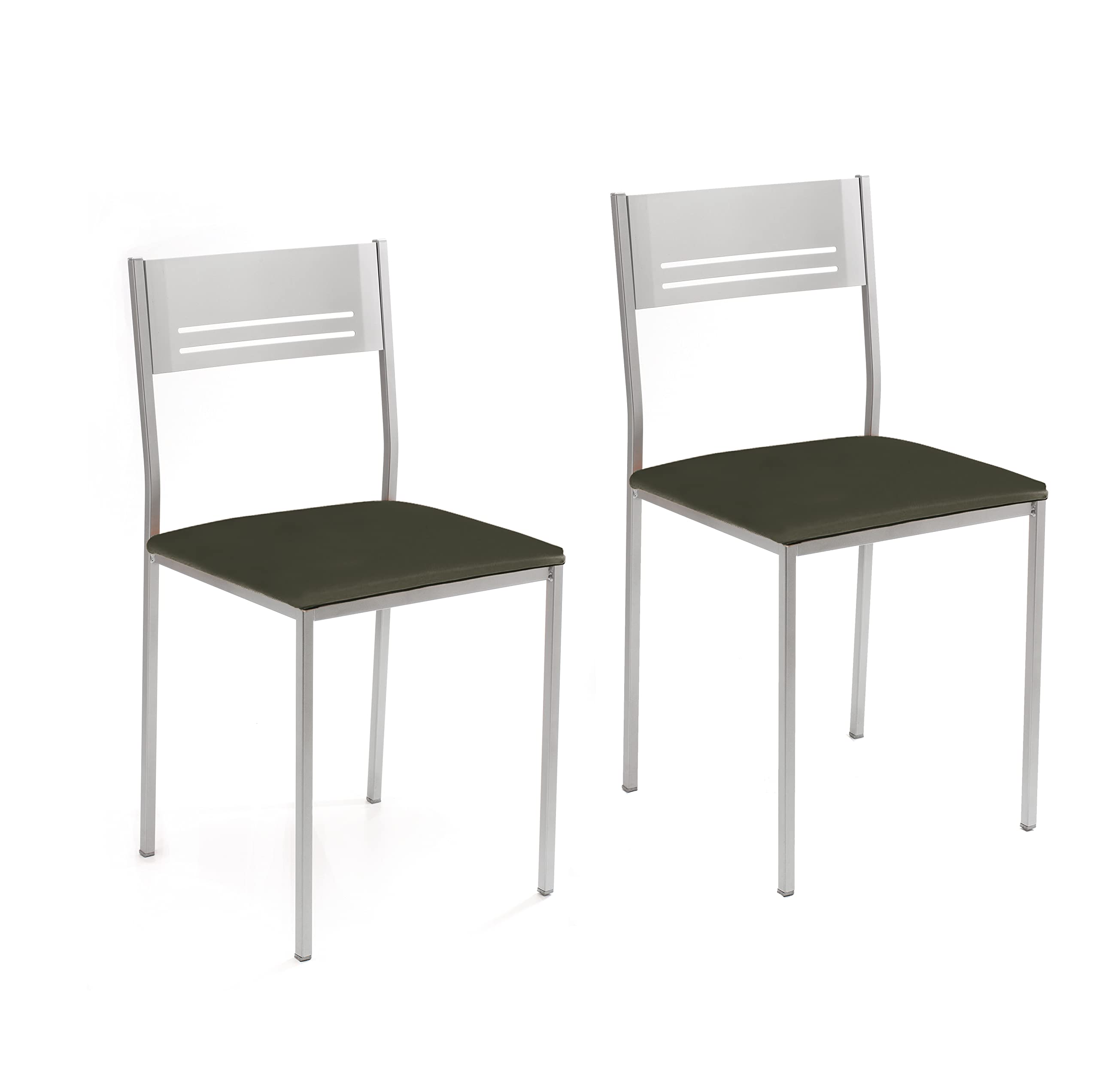 ASTIMESA SCACGR - 2 sedie da cucina, metallo, grafite, altezza della seduta 45 cm