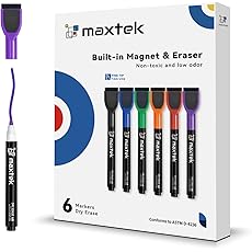 Fine Tip Dry Erase Markers - 12 Pack Fine Point Thin Assorted Colors Whiteboard Bulk, Low Odor Dry Erase Markers for Office Classroom School White Board - 10 Colors