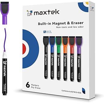 Fine Tip Dry Erase Markers - 12 Pack Fine Point Thin Assorted Colors Whiteboard Bulk, Low Odor Dry Erase Markers for Office Classroom School White Board - 10 Colors