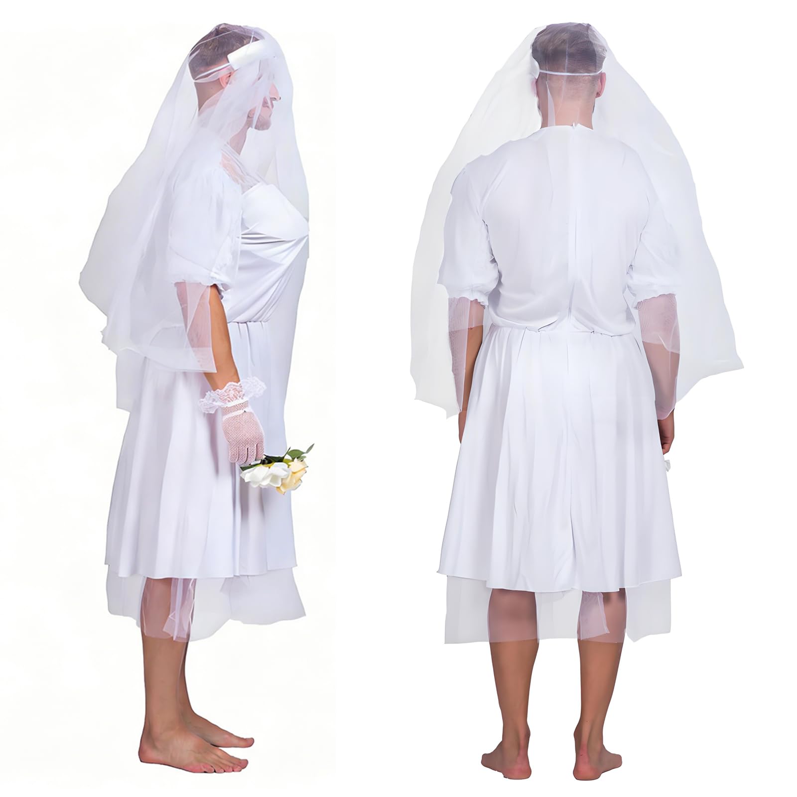 Costume da sposa da uomo, vestito da addio al celibato da uomo, accessori per addio al celibato e addio al celibato da uomo, costume divertente per adulti, cosplay, pizzo deluxe, feste in