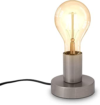 Lampada Da Tavolo Vintage In Metallo Nero – Attacco E27 – Con Interruttore Su Cavo – Diametro 10 Cm