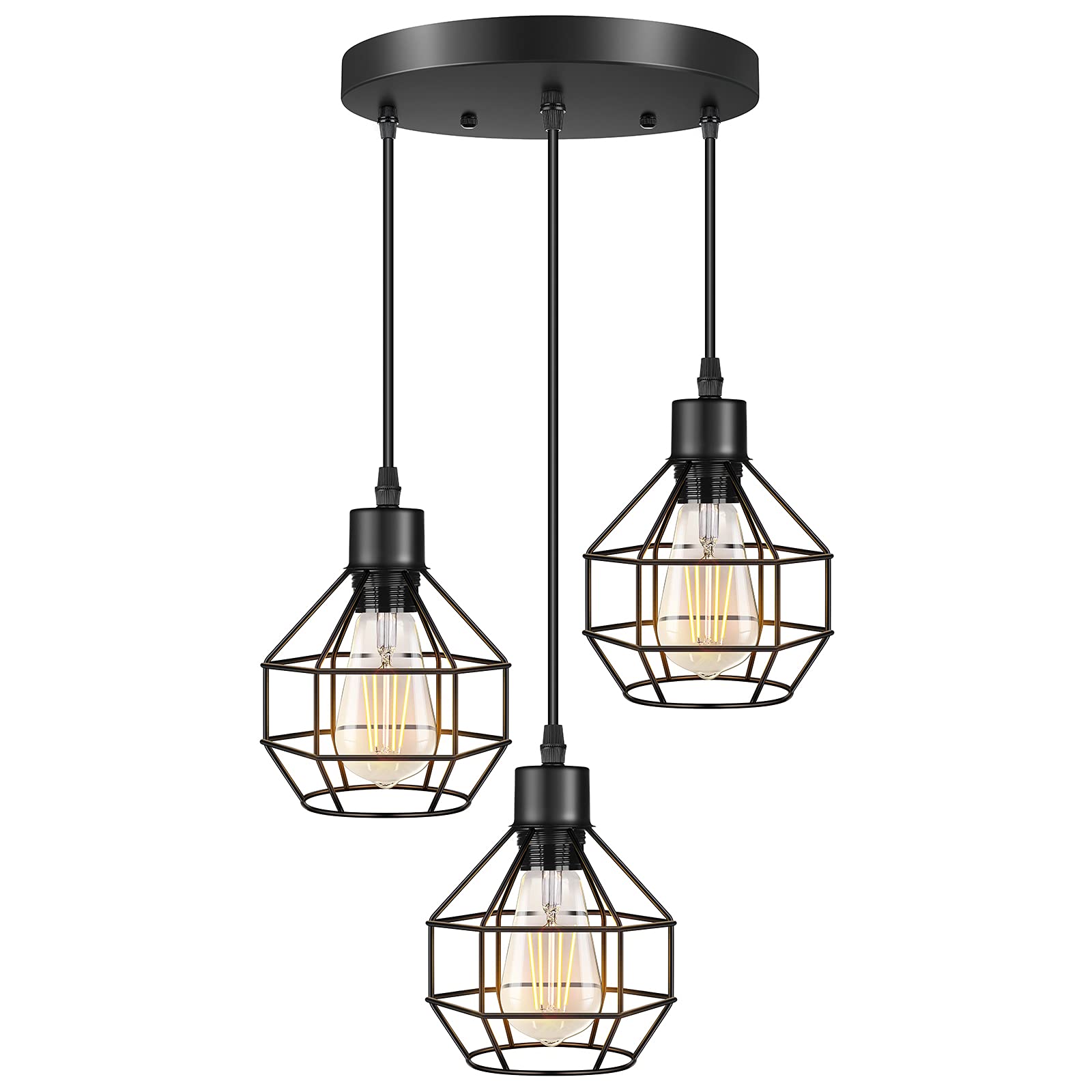 Buy 3Light Industrial Pendant Lighting, Adjustable Hanging Pendant