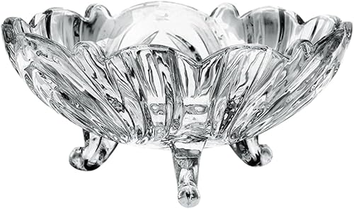Cabilock Trípode de cristal para fruta, cuenco de cristal para decoración de alimentos, plato de caramelo de cristal, tazones de pasta, cuenco de