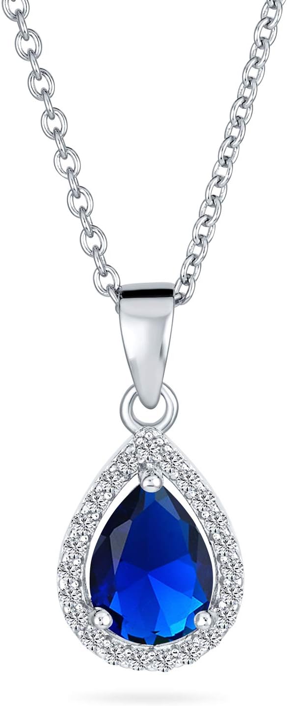 Collana A Goccia Bling Jewelry Con Zirconia Verde | Ciondolo Ovale A Pera In Stile Art Déco, Placcato Rodio, Regalo Per Donna, Eleganza - 4