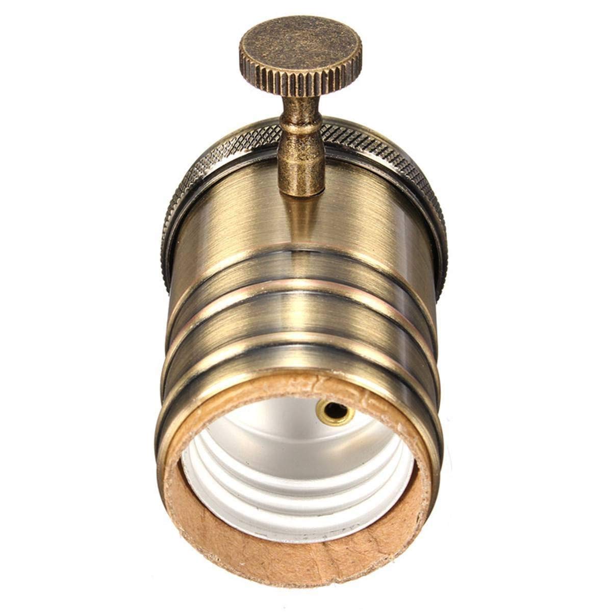 Efine E26 / E27 Massivmessing Industrielampe, Vintage-Edison-Pendelleuchte, Kupferfassung mit Schalter, 2 Stück Antik messing antik-optik