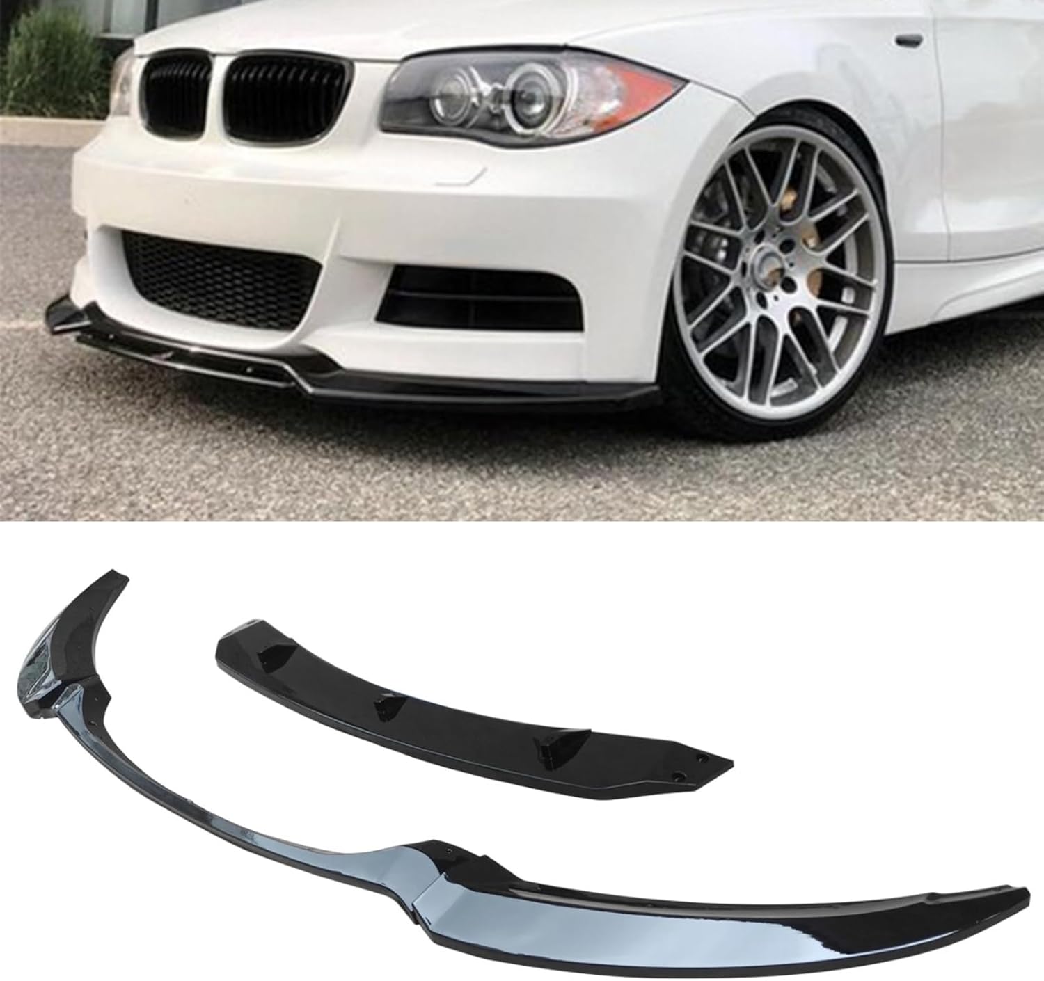 KREACJA Gloss Black ABS Front Bumper Splitter Lip for BMW 1 Series E82 E88
