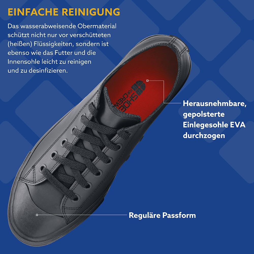 Shoes for Crews Unisex Arbeits-Sneaker – Bequeme, leichte, Wasserabweisende und Rutschhemmende Arbeitsschuhe, ideal für Männer und Frauen in Gastronomie Küchen, für Kellner und Koch – Delray