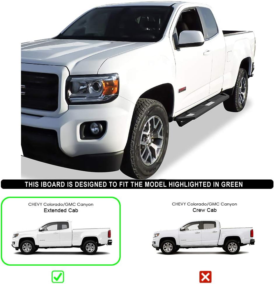 HD Ridez Hybrid Rocker Steps Steel Armor Compatible with Chevy Colorado GMC Canyon 2015-2022 Extended Cab (Nerf Bar Side Steps Side Bars)