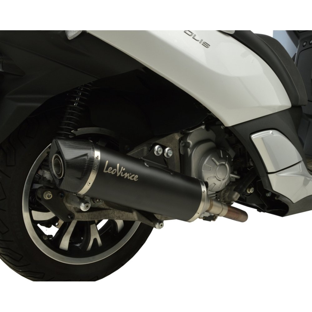 LeoVince SLIP-ON SBK NERO Endschalldämpfer Edelstahl schwarz Carbon Kappe für Peugeot Metropolis 400i