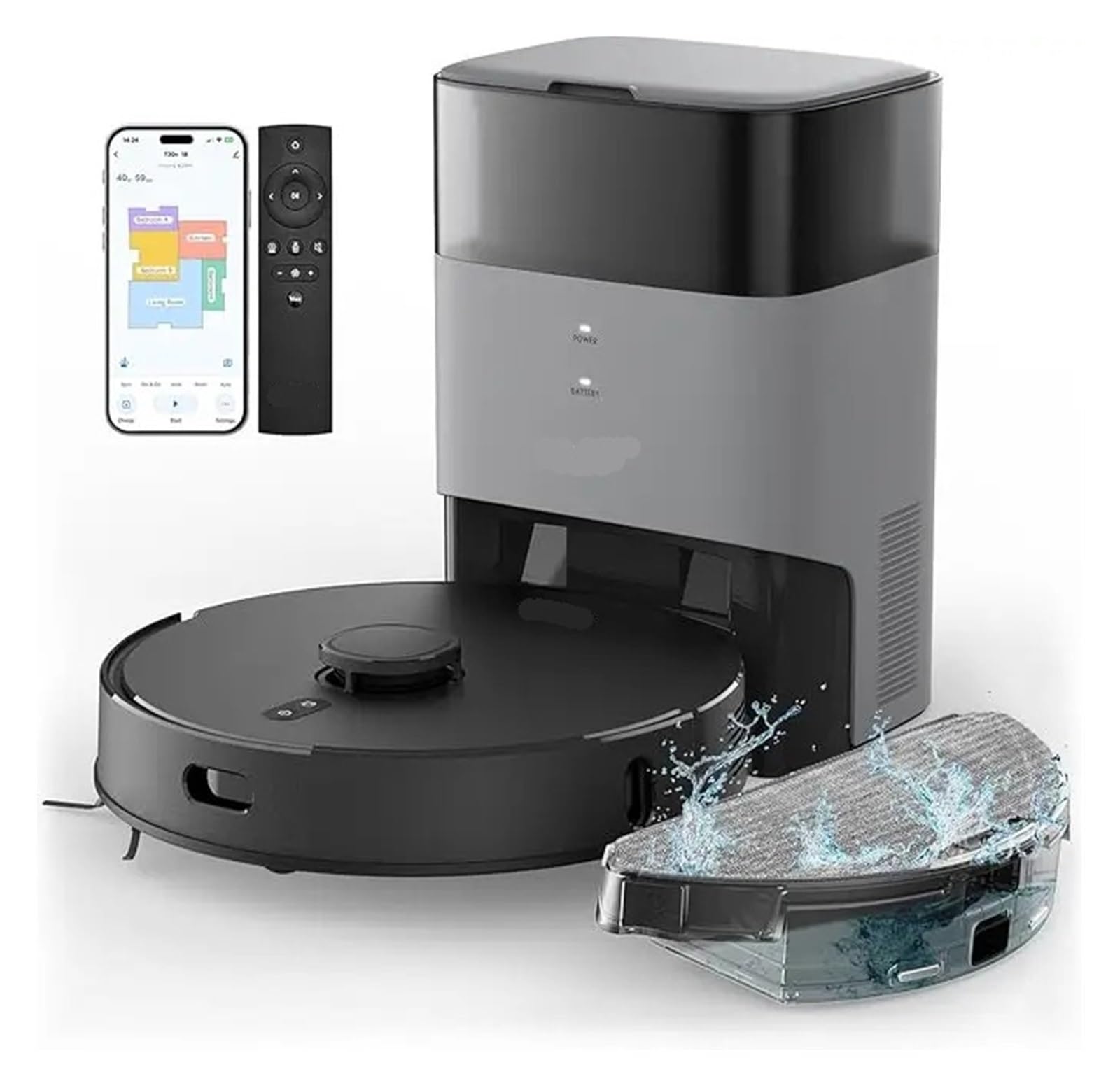 EWsdsfs Robot Vacuum and Mop Combo, Self-Emptying, 60-Day Capacity, Home Mapping, Schedule, Wi-Fi/App/Remote