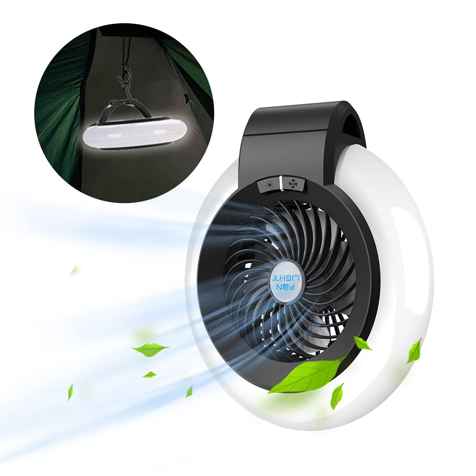 2-in-1 Camping Fan With LED Lights – Rechargeable Portable Lantern & Fan For Tents, Hiking, Home