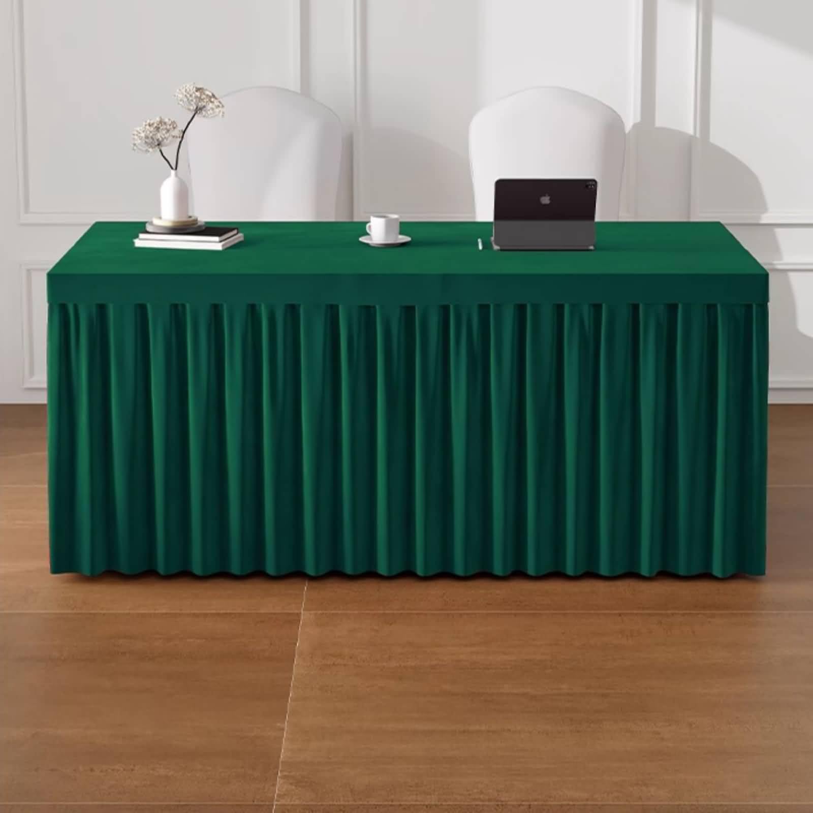 Rechteckige Tischdecke Grün 60 x 140 cm, Samt Einfarbig, Tischdekoration Wohnzimmer