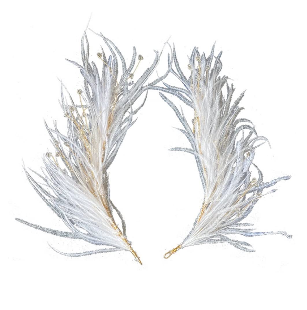 Gumki do Włosów Bridal Vintage Klips Do Włosów Pin Crystal White Feather 20s Headpiece Prom Party Ogonem Elastyczne