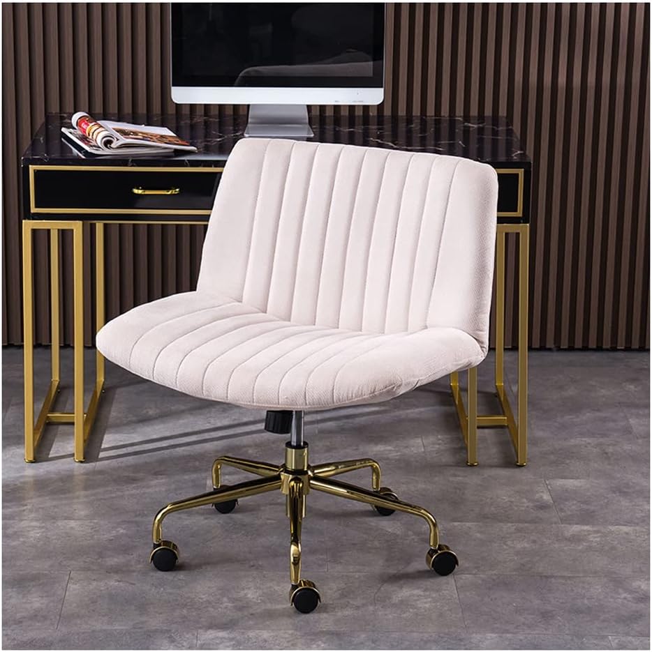 Wide Linen Home Velvet Office Chair, Adjustable Upholstered