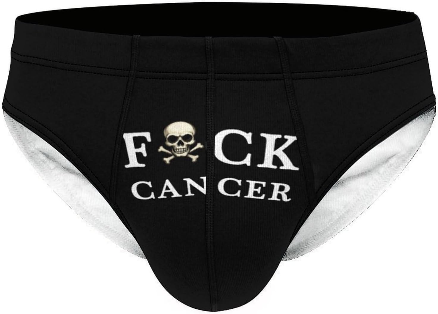 Fuck Cancer Skull And Crossbones Men's Underwear Brief Print Triangle Bikinis Soft Breathable Briefs