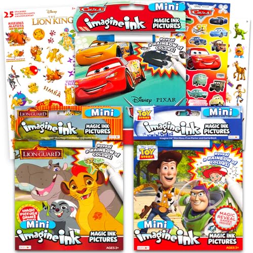Boys Imagine Ink Coloring Book Super Set - Bundle with 3 Mess-Free Activity Books Featuring Toy Story Lion Guard Disney Cars Plus Stickers | Imagine Ink Books for Boys
