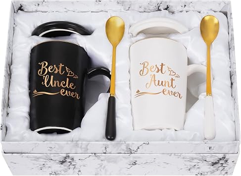 Cabtnca Aunt and Uncle Gifts, Best Aunt Uncle Ever Mug, Mothers Day Father Day Birthday Christmas Gift for Aunties & Uncles from Niece Nephew, 14Oz