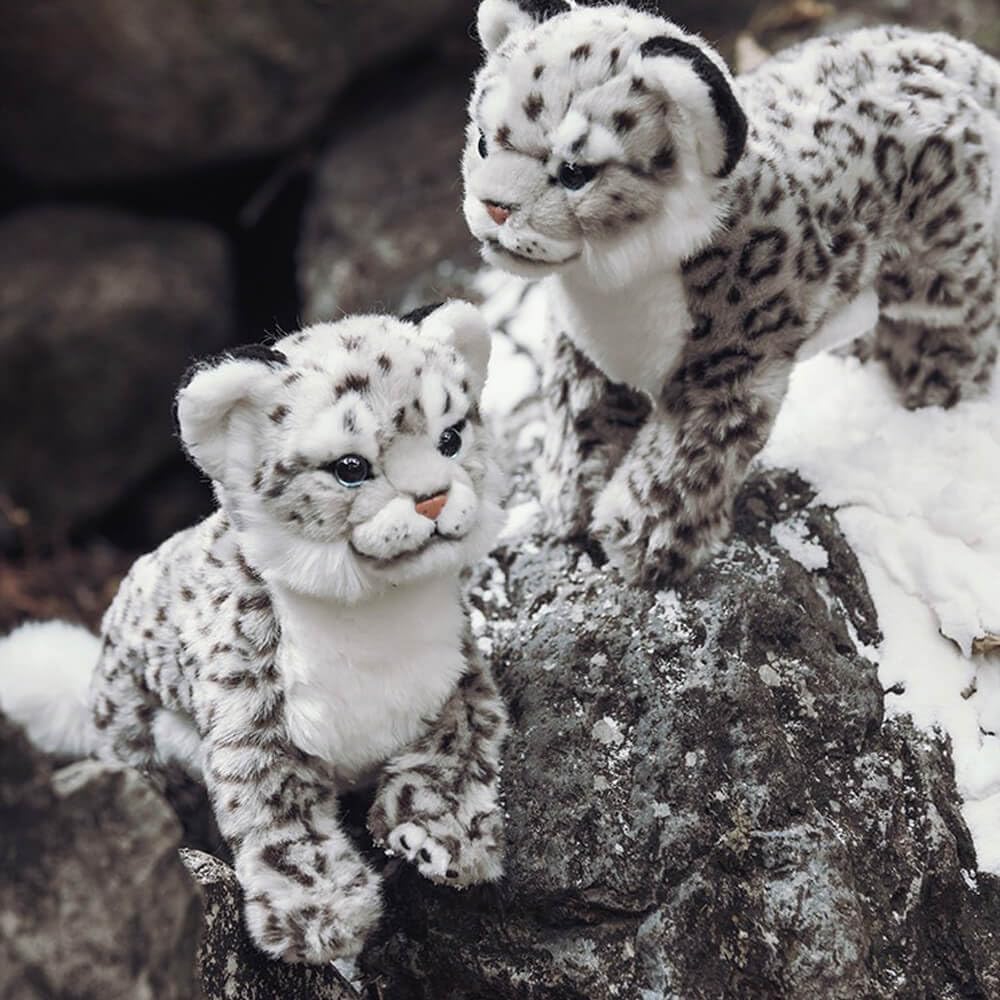 Snow Leopard Stuffed Animals Plush Toy, 18 Inches Realistic White Leopard Plushies