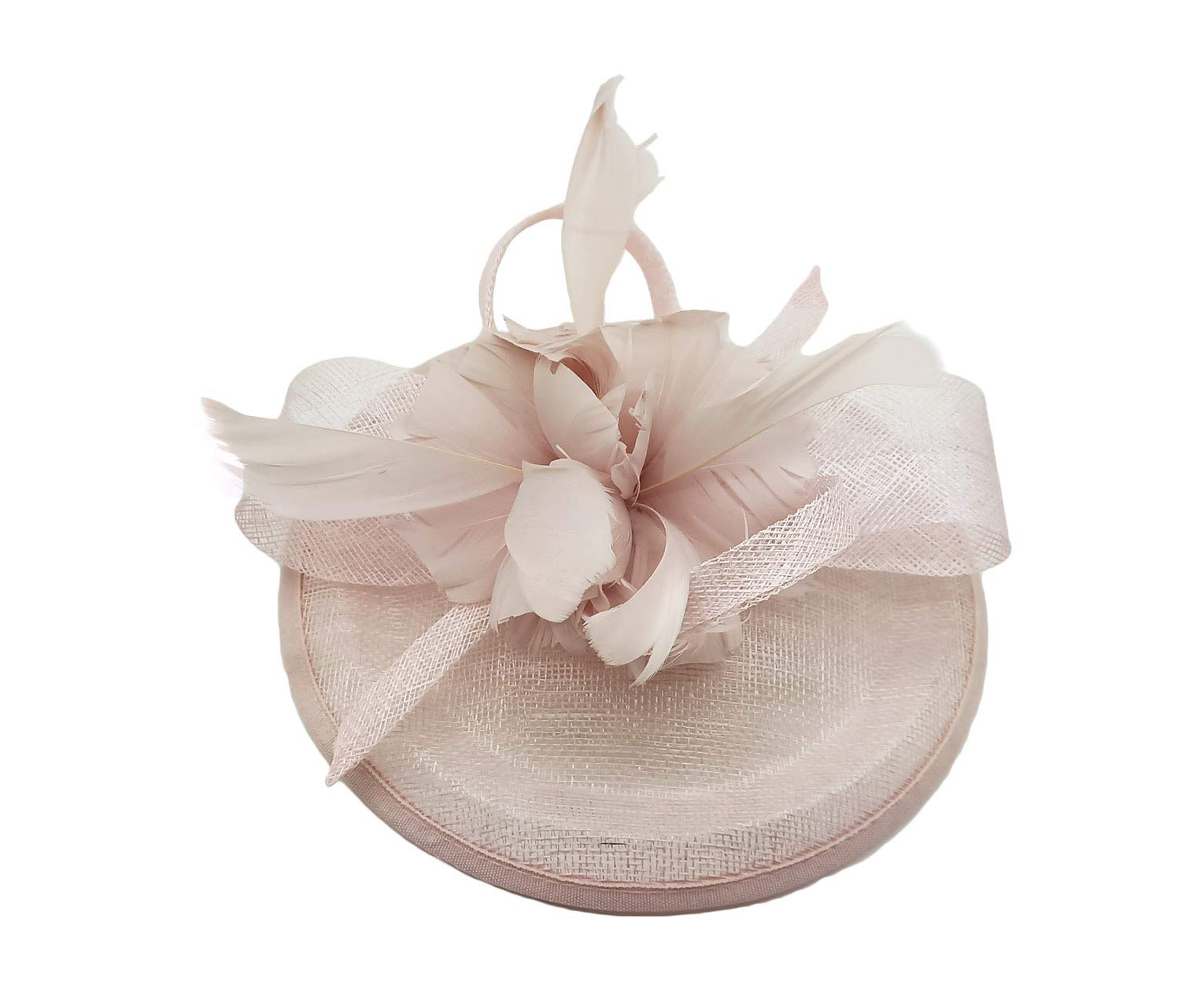 Finecy In New Women Ladies Feather Pillbox Fascinator Headband Wedding Royal Ascot Formal Race (Pale Pink)