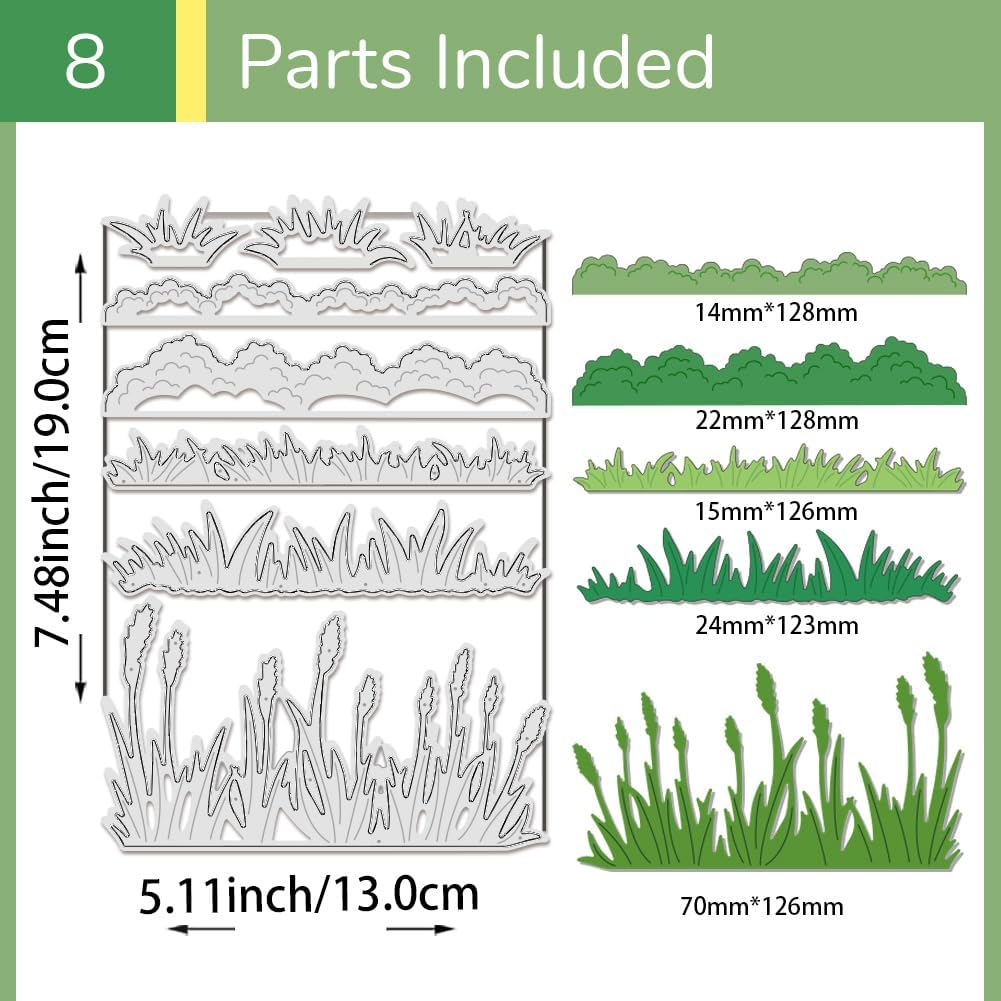 UNICRAFTALE 8Pcs Grass Metal Cutting Dies for Card Making Paper Embossing Die Cuts Kit Stencils Templates Mould Scrapbooking Tool for DIY Crafts Scrapbooking Photo Frame Album