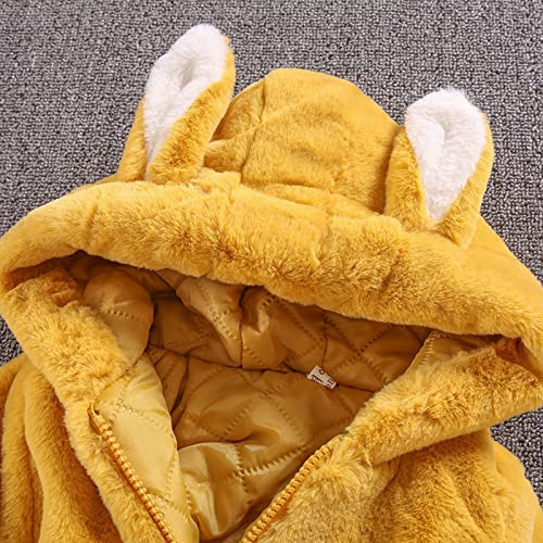 Boys Warm Clothes Children Winter Keep Hoodie Jacket Warm Zip Sleeve Clothes+Bag Cartoon Kids Long (Yellow, 3-4 Years)4