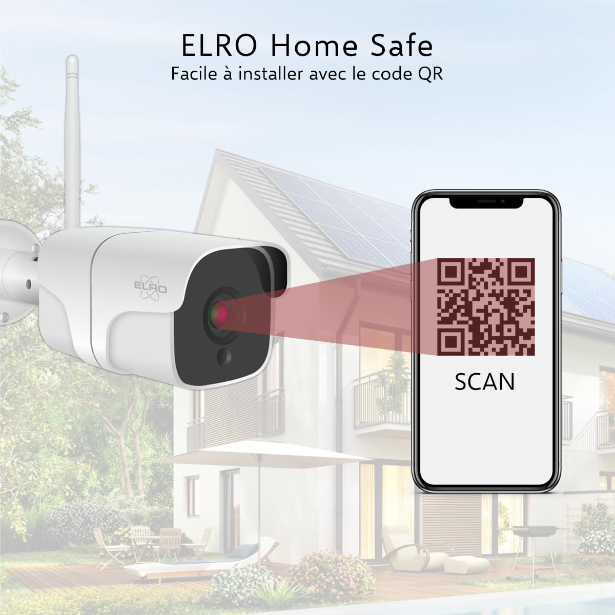 ELRO CO7000 Caméra de sécurité extérieure WiFi IP avec détecteur de Mouvement et Vision Nocturne - Caméra de Surveillance Full HD 1080P - Étanche IP66