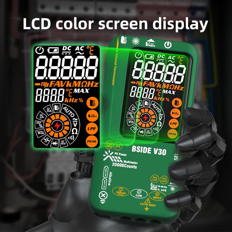 Image of BSIDE 20000 Counts Digital Multimeter 1500V /750V Rechargeable Infrared Thermometer 0.1μA10μV Resolution Amp Tester D:S=10:1 Measure NCV Diode Capacitance Resistance Hz