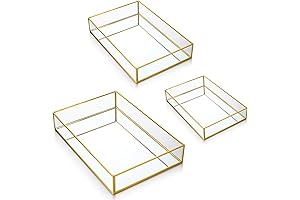 Jetec 3 Piece Mirror Vanity Tray - A Touch of Elegance for Your Dressing Table