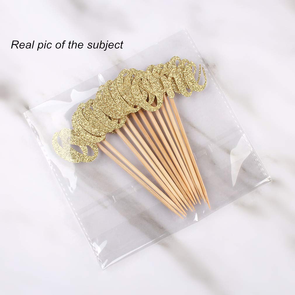 24 Toppers Per Cupcake Glitter Oro - Decorazioni Compleanno Numero 1 - Foto 9