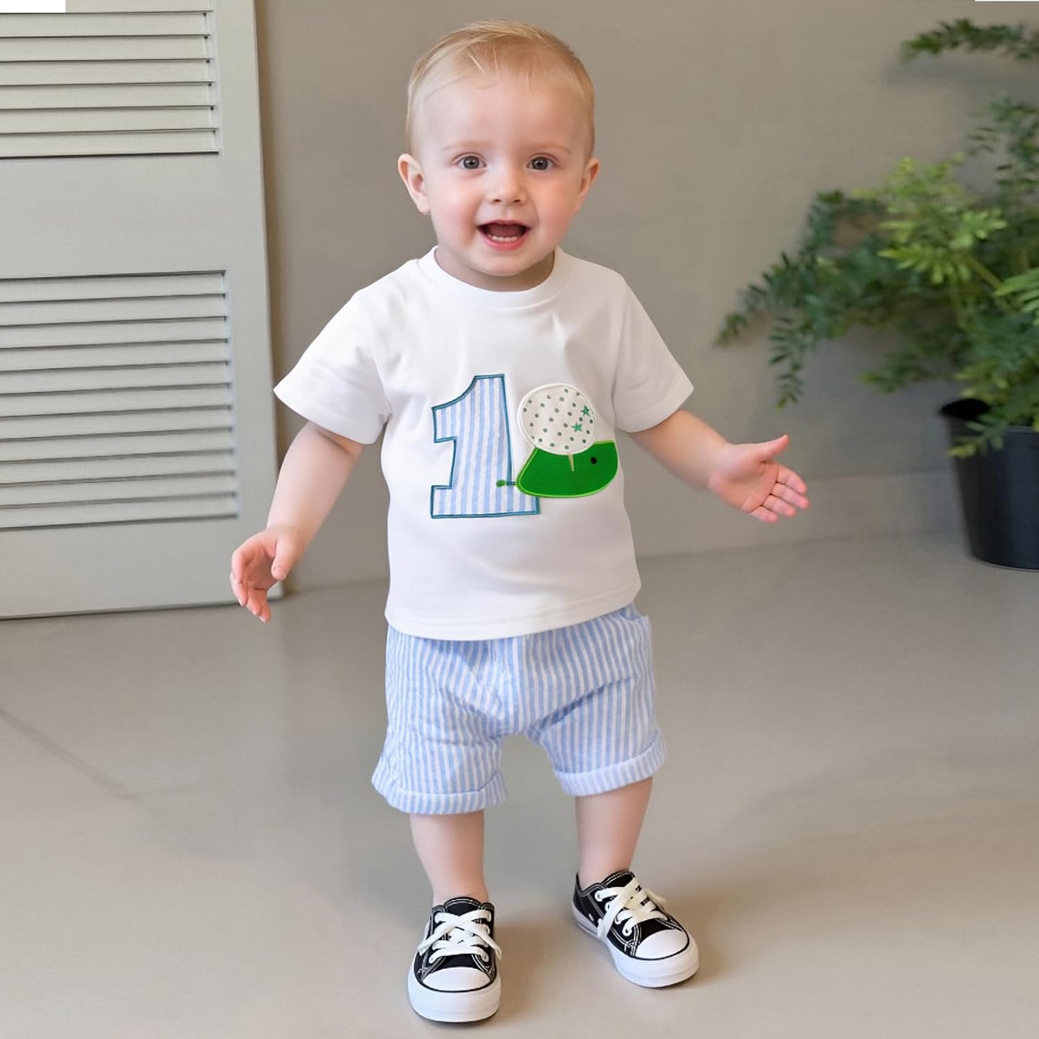 Baby Boy First Birthday Golf Outfit Short Sleeve Hole In One Golf T-Shirt Top Shorts Infant 2Pcs Set Summer Clothes - Image 3