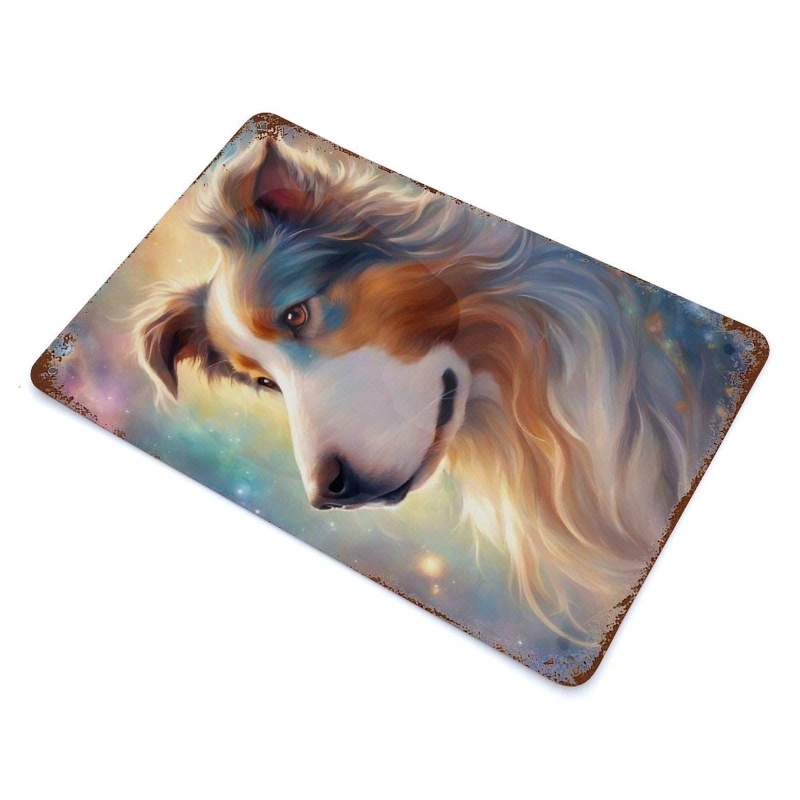 Rust Effect Dog00095 Decorative Tin Sign 11.8"x7.9", Rustic Home Decor for Cafe, Home Bar And Lounge Decor