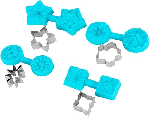 Vista 7 de Pastel de fondant, 4 juegos de flores, pastel de fondant, margarita, rosa, crisantemo, pastel de chocolate, bandeja de silicona para dulces con 4