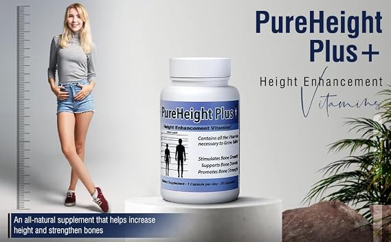 PureHeight Plus #1 Doctor Recommended Height Enhancement Supplement - Growth Vitamins for Kids, Teens & Adults - Increase Bone Strength and Density - Height Enhancer Vitamins Grow Taller Fast